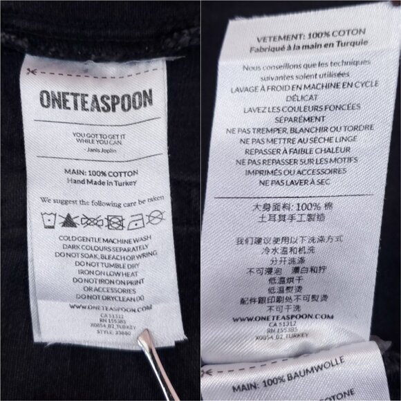 *FLAWS* One Teaspoon Medium Shabbies Drawstring Boyfriend Worn Black Denim Jeans - Picture 10 of 12